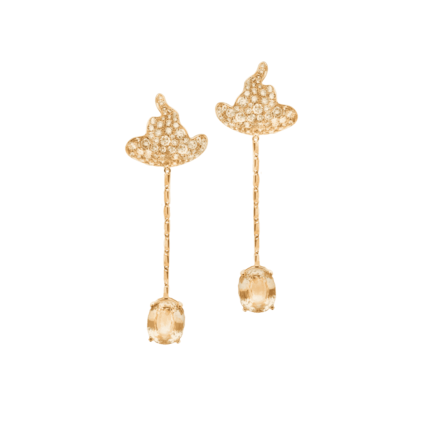 Missible boucles d'oreilles or rose saphirs rose