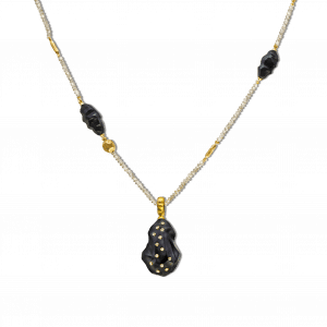 Terre collier or jaune briollets onyx