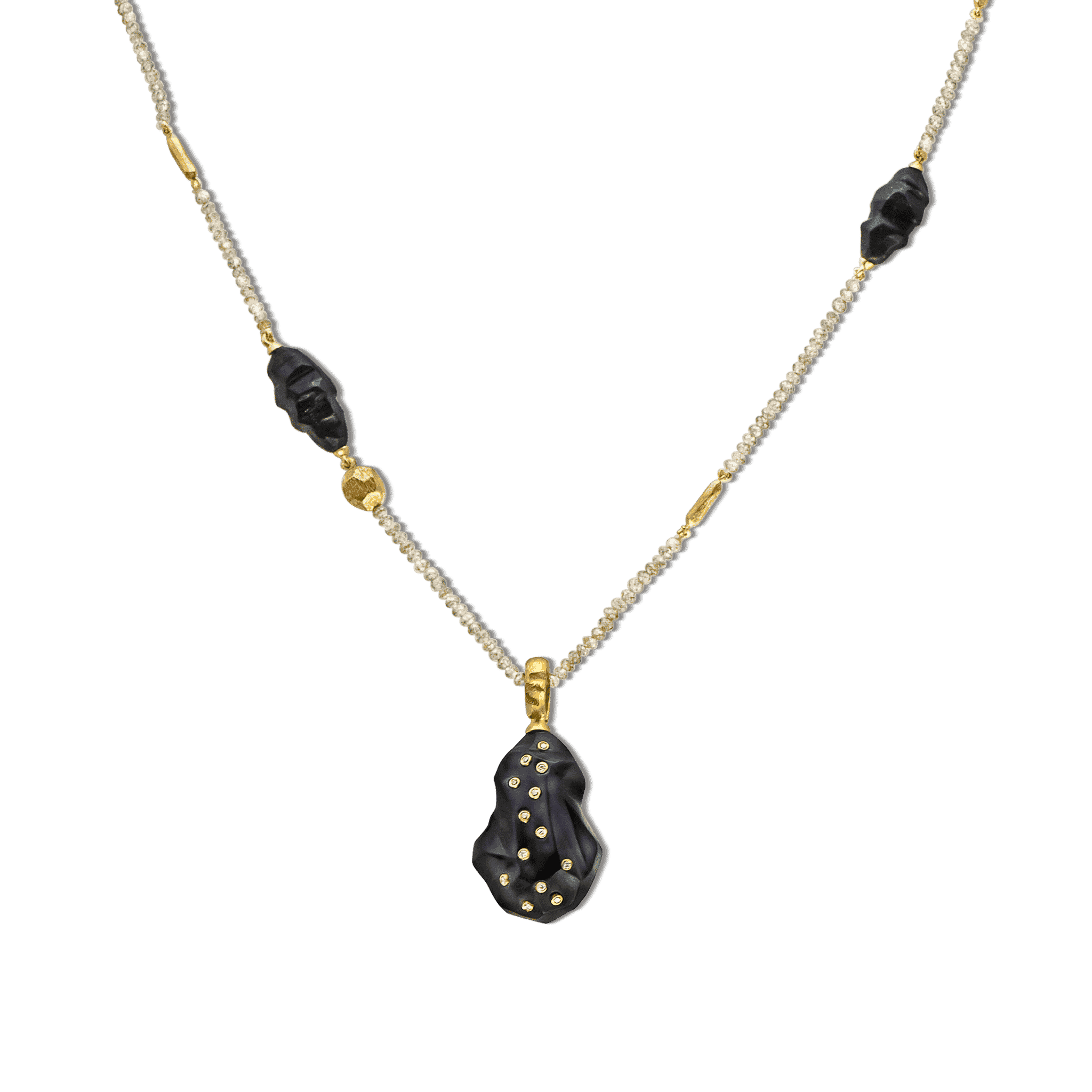 Terre collier or jaune briollets onyx