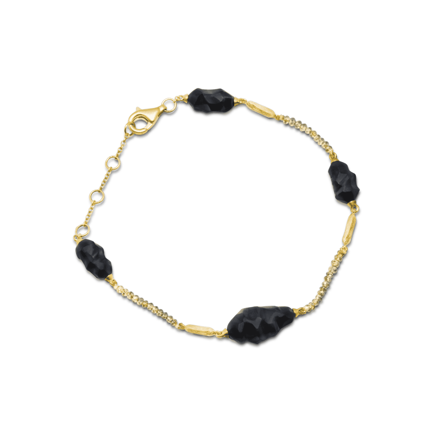 Terre bracelet or jaune briollets onyx